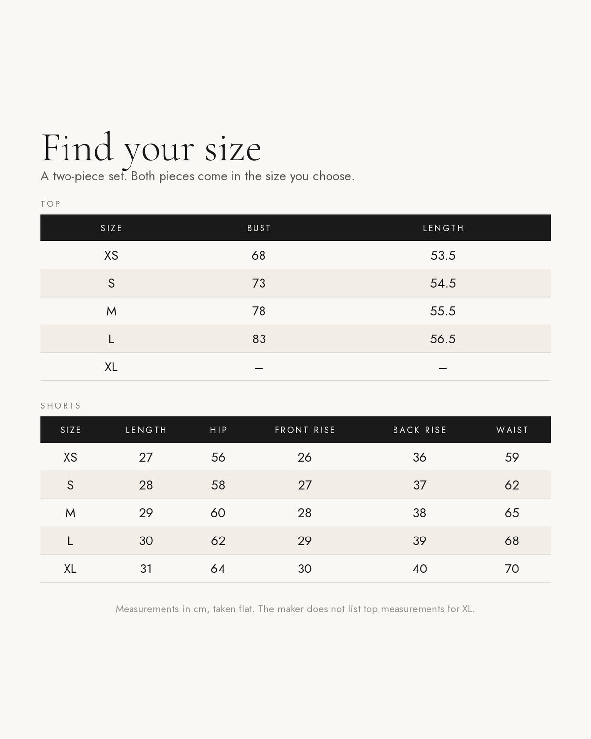 Size chart