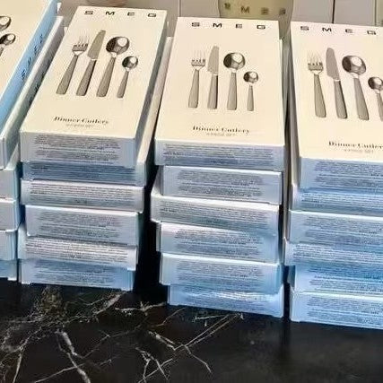 In Stock Wholesale SM SMG EG Western Tableware Household Stainless Steel Knife Spoon Fork Four-Piece Set Knife Fork Spoon