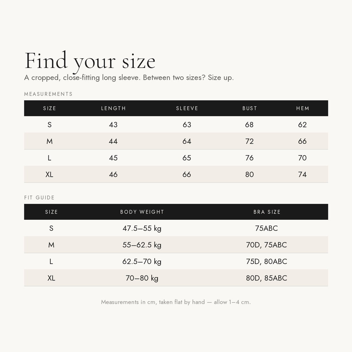 Size chart