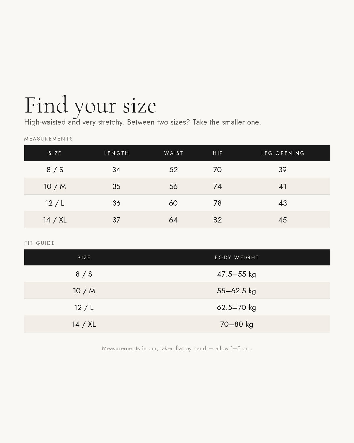 Size chart