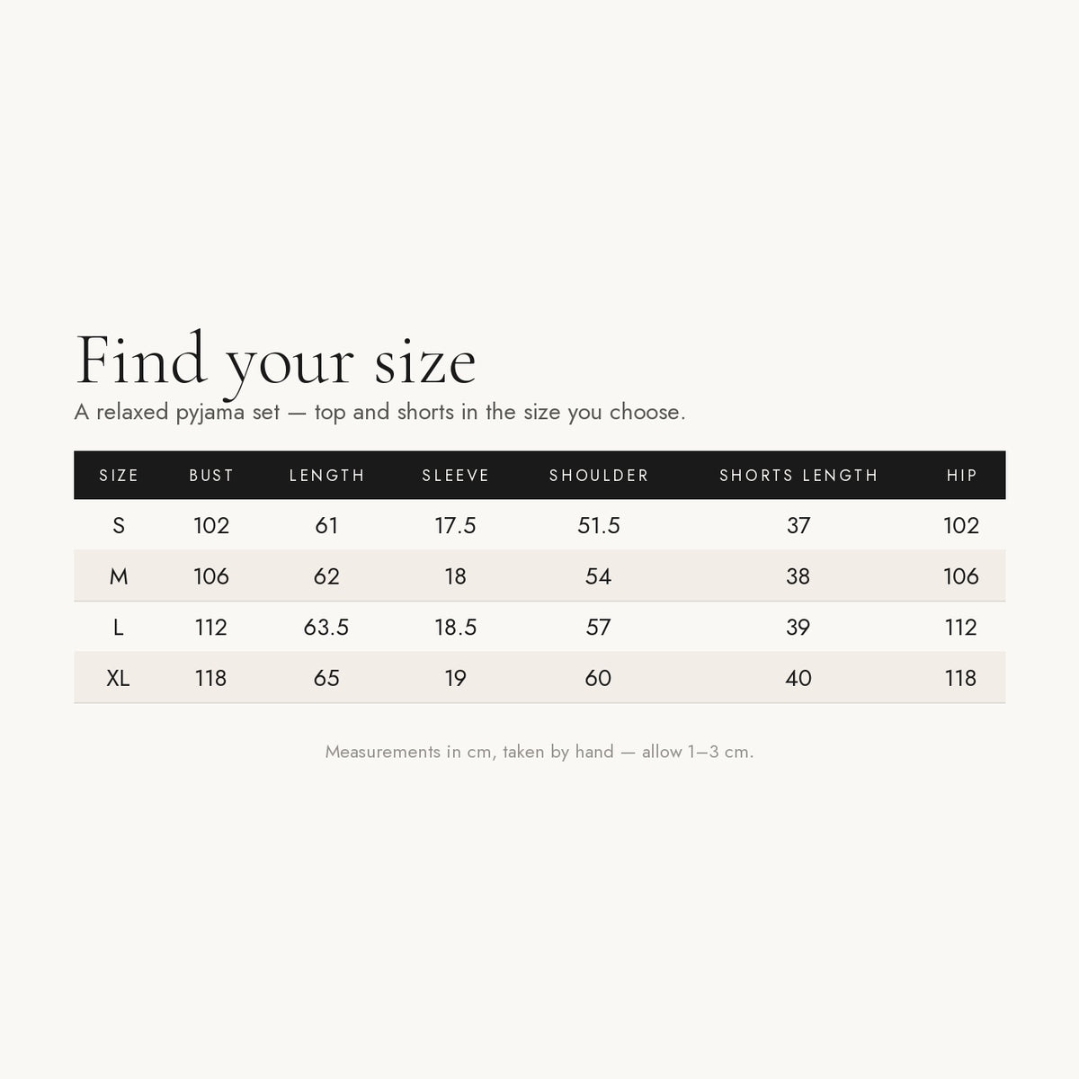 Size chart